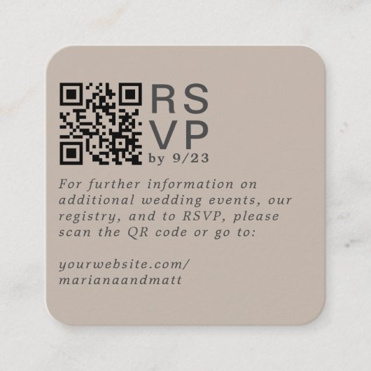 Carte de code QR RSVP minima moderne (Devant)