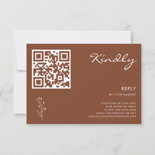 Carte de code RSVP QR en terre cuite moderne minim (Devant)