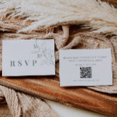 Carte de code RSVP QR Floral Sage Green Wedding