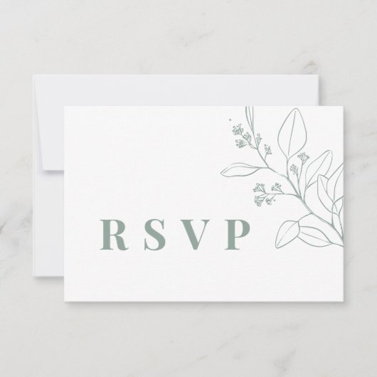 Carte de code RSVP QR Floral Sage Green Wedding (Devant)