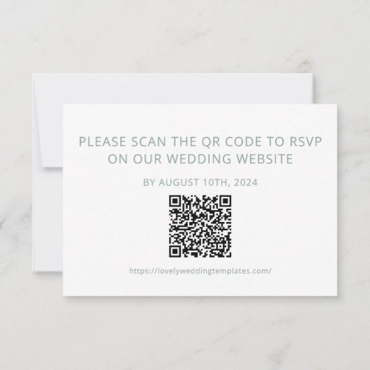Carte de code RSVP QR Floral Sage Green Wedding (Dos)