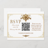 Carte de code RSVP QR royale dorée (Devant / Derrière)