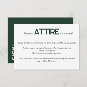 Carte de code vestimentaire Emerald Green White Ma
