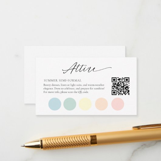 Carte de code vestimentaire Mariage avec QR (Devant/Arrière en situation)