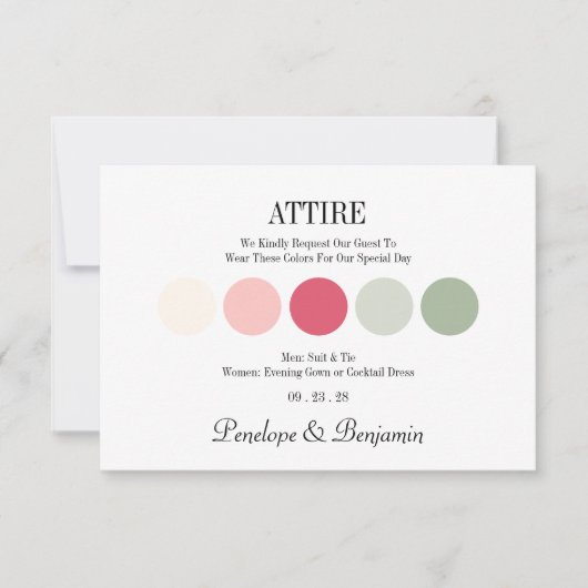 Carte de Code Vestimentaire pour Mariage Moderne (Devant)