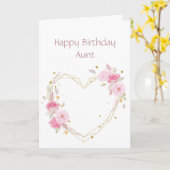 Carte de coeur à fleurs roses de la tante d'annive (Fleur jaune)