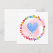 Carte de cœur arc-en-ciel aquarelle (Devant / Derrière)