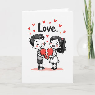 Carte de cœur d'amour pour enfants mignons