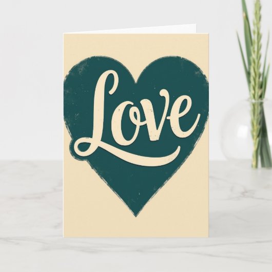 Carte de cœur d'amour vintage simple (Devant)