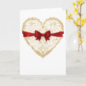 Carte de cœur de la Saint-Valentin ruban rouge cœu (Fleur jaune)