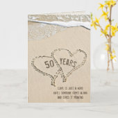 Carte de coeur de plage du 50e anniversaire (Fleur jaune)