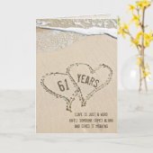 Carte de coeur de plage du 61e anniversaire (Fleur jaune)