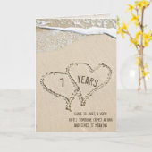 Carte de coeur de plage du 7e anniversaire (Fleur jaune)