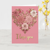 Carte de cœur de roses 'Je t'aime' (Fleur jaune)