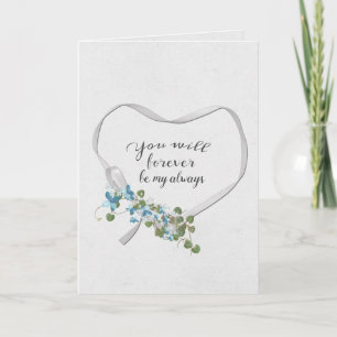 Carte de cœur de ruban avec bouquet de lierre
