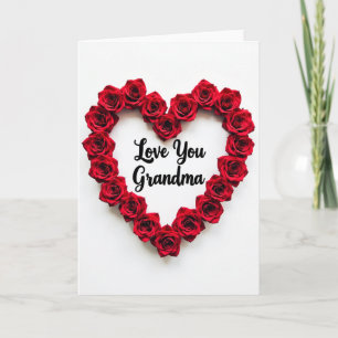 Carte de cœur grand-mère Rose Je t'aime