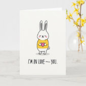Carte de cœur Lapin Je t'aime (Fleur jaune)