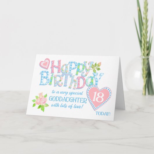 Carte de coeur Rose pour le 18e anniversaire de Go (Devant)