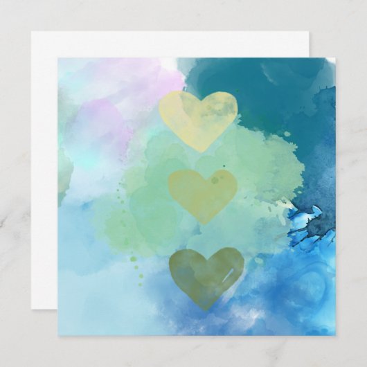 Carte de cœurs à l'aquarelle (Devant / Derrière)