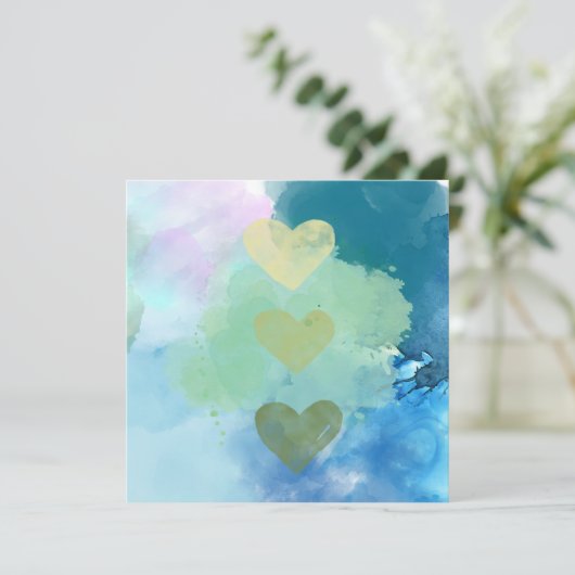 Carte de cœurs à l'aquarelle (Debout devant)