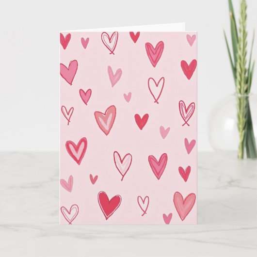 Carte de coeurs dessinés à la main (Devant)