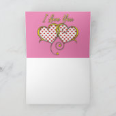 Carte de coeurs dorés 'Je t'aime' (Intérieur)