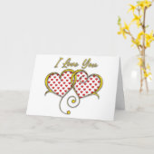 Carte de coeurs dorés 'Je t'aime' (Fleur jaune)