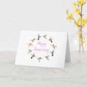 Carte de colibri à l'anniversaire heureux (Fleur jaune)