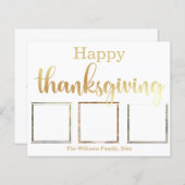 carte de collage de 3 photos chic or thanksgiving (Devant / Derrière)