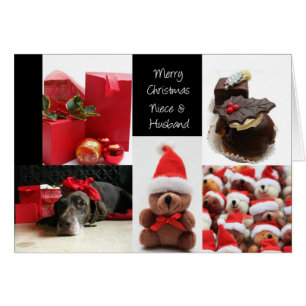 Carte de collage de Noël rouge nièce et mari