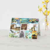 Carte de collage de timbres d'animaux postés inter (Fleur jaune)