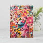 Carte de collage en papier mélangé chat (Debout devant)