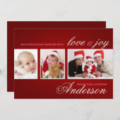 Carte de collage moderne pour les vacances à trois (Devant / Derrière)