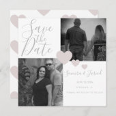 Carte de collage photo couleur rose coeur simple (Devant / Derrière)