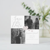 Carte de collage photo couleur rose coeur simple (Debout devant)