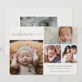 Carte de Collage Photo d'Annonce de Bébé Blanc Dou (Devant / Derrière)