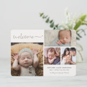 Carte de Collage Photo d'Annonce de Bébé Blanc Dou (Debout devant)