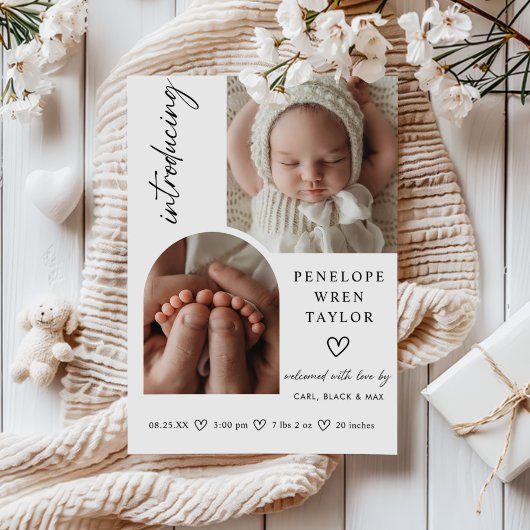 Carte de collage photo de Faire-part de naissance