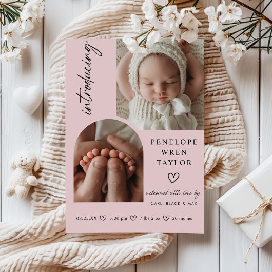 Carte de collage photo de Faire-part de naissance 