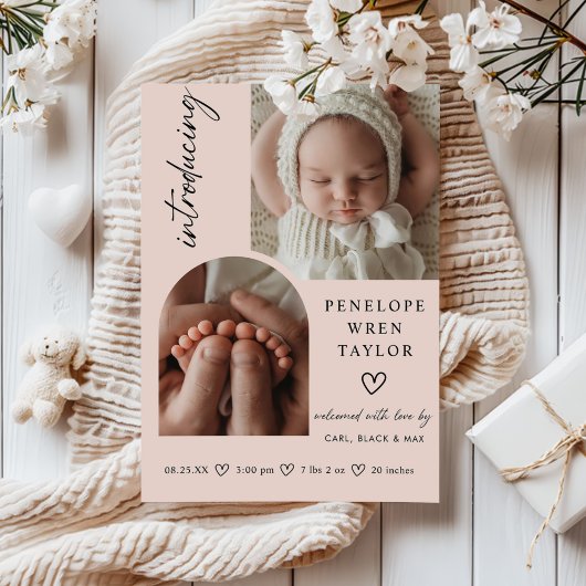 Carte de collage photo de Faire-part de naissance 