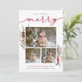 Carte de Collage Photo de Fêtes | Branche Rustique (Debout devant)