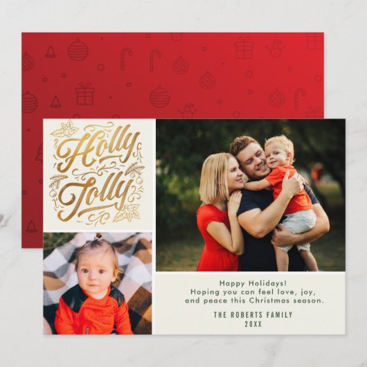carte de collage photo de la famille holly jolly (Devant / Derrière)