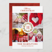 Carte de collage photo de Noël Monogramme (Devant / Derrière)