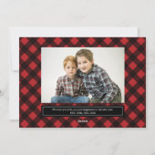 Carte de collage photo de Red Buffalo Plaid pour N (Dos)