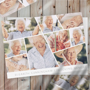 Carte de collage photo Memorial Modern Simple Chic