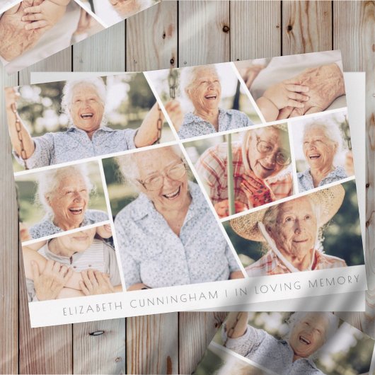 Carte de collage photo Memorial Modern Simple Chic