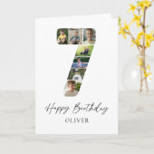 Carte de collage photo moderne d'anniversaire 7 an (Fleur jaune)