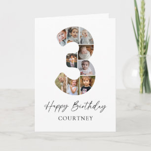 Carte de collage photo moderne pour 3e anniversair