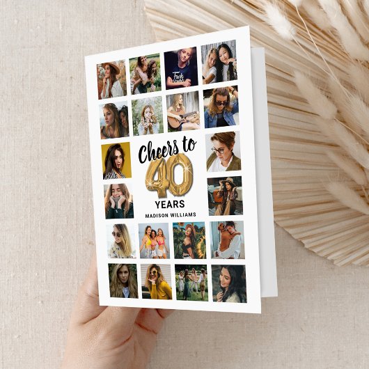 Carte de collage photo pour le 40e anniversaire