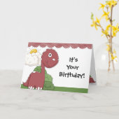 Carte de collection d'anniversaire Dinosaur amical (Fleur jaune)